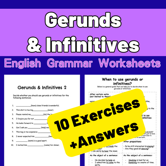 Gerunds vs. Infinitives 動名詞和不定詞文法練習（電子版）