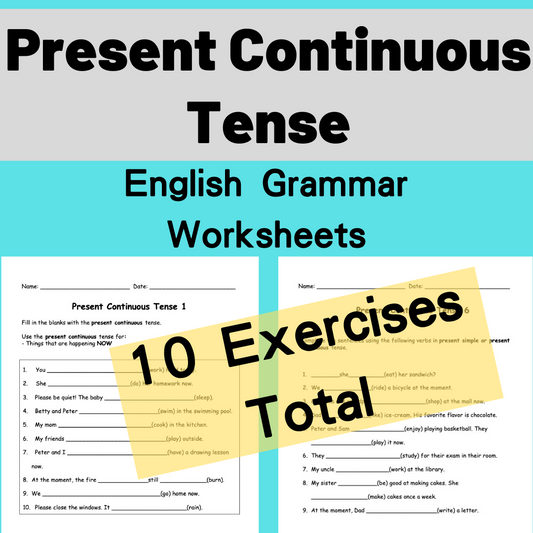Present Continuous Tense 現在進行式文法練習 (電子版)