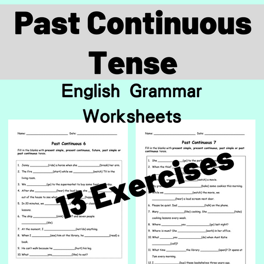 Past Continuous Tense 過去進行式 文法練習 (電子版)