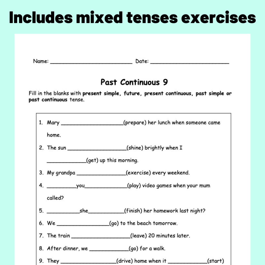 Past Continuous Tense 過去進行式 文法練習 (PDF檔案)