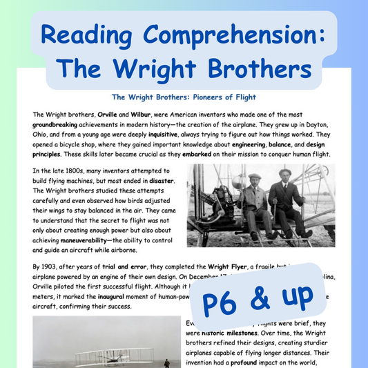 Comprehension for P6 and Up: The Wright Brothers