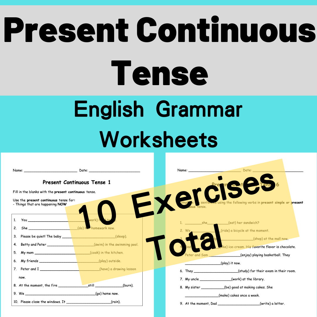 Present Continuous Tense Exercises (Electronic Worksheets)