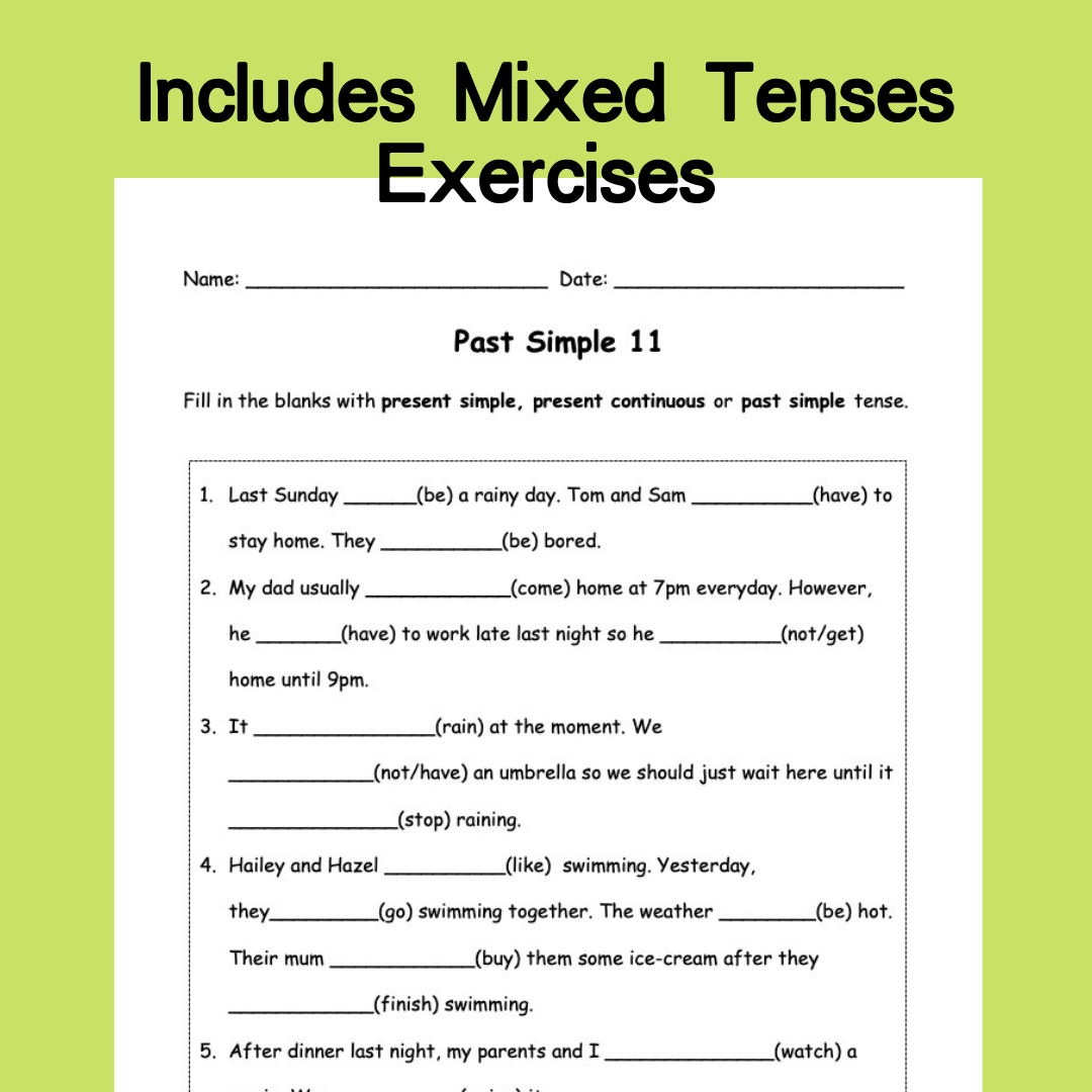 Past Simple Tense Grammar Exercises (Electronic Version)